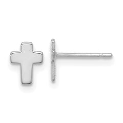 14k White Gold Polished Small Cross Post Earrings