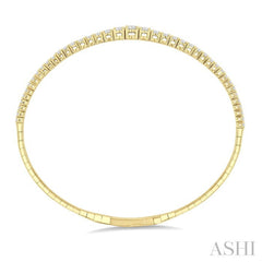 2 Ctw Round Cut Diamond Halfway Graduated Flex Bangle in 14K Yellow Gold