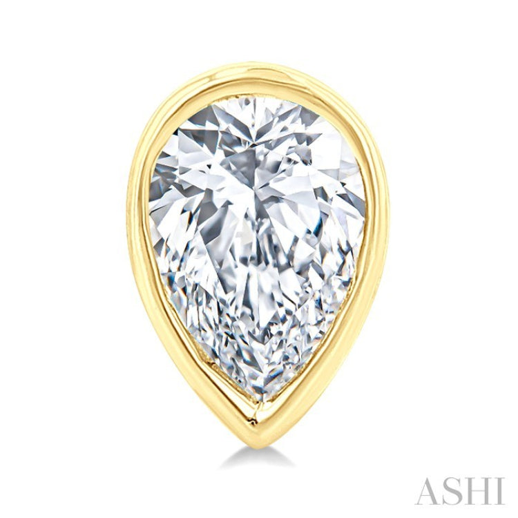 1/5 Ctw Petite Bezel Set Pear Cut Diamond Fashion Stud Earrings in 14K Yellow Gold