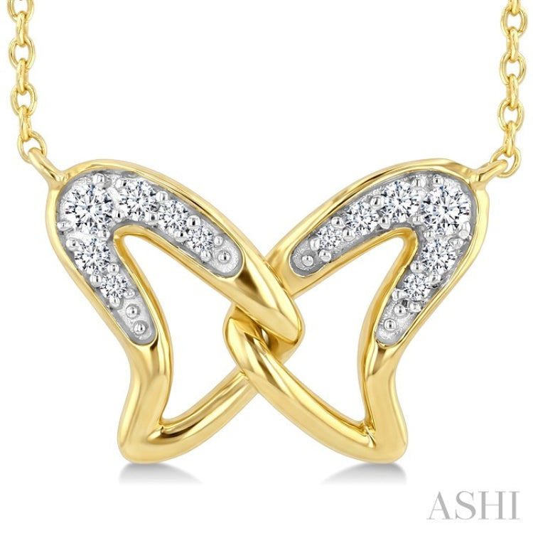 1/10 Ctw Round Cut Diamond Interlock Wings Pendant With Chain in 10K Yellow Gold