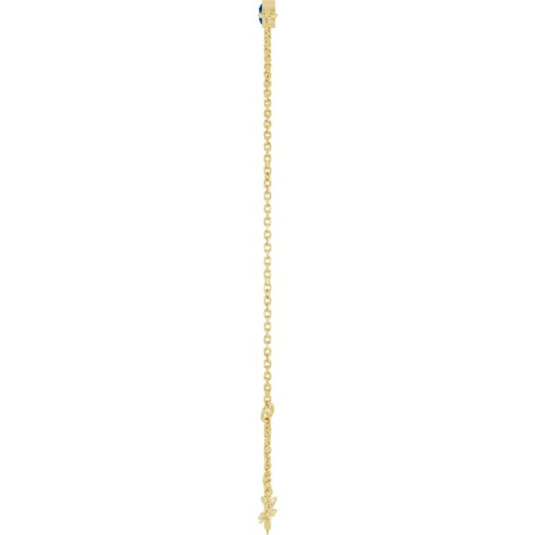 14K Yellow Gold Lab-Grown Blue Sapphire Bezel-Set Solitaire 6 1/2-7 1/2" Bracelet