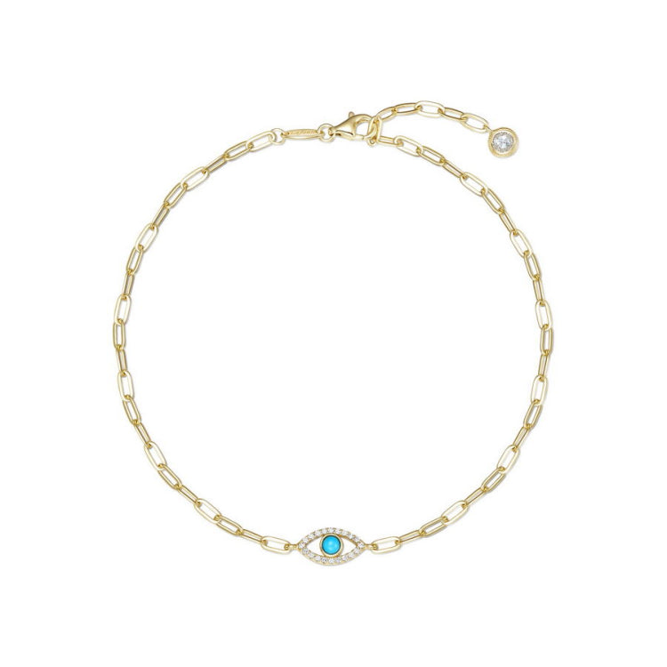 Evil Eye Paperclip Anklet