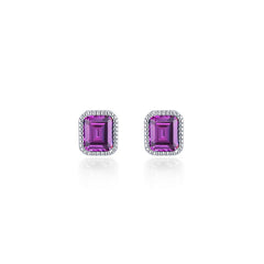 June Birthstone Solitaire Stud Earrings