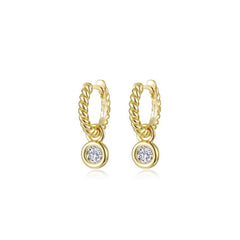 Cordelia Bezel Charm Huggie Earrings