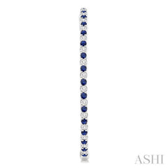 2.1 MM Sapphire and Alternating 2 1/2 Ctw Round Cut Inside-Out Diamond Precious Hoop Earrings in 14K White Gold