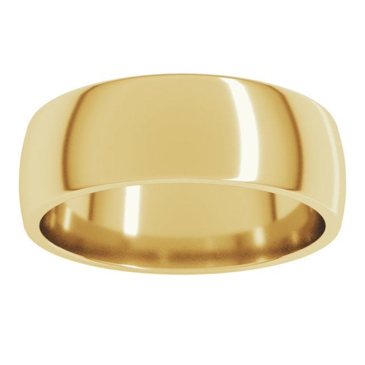 14K Yellow Gold 6.5 mm Lightweight Comfort-Fit Half Round Band Size 9.5