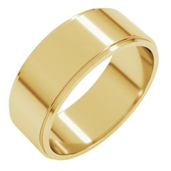 18K Yellow Gold 7 mm Stepped-Edge Flat Band Size 11.5
