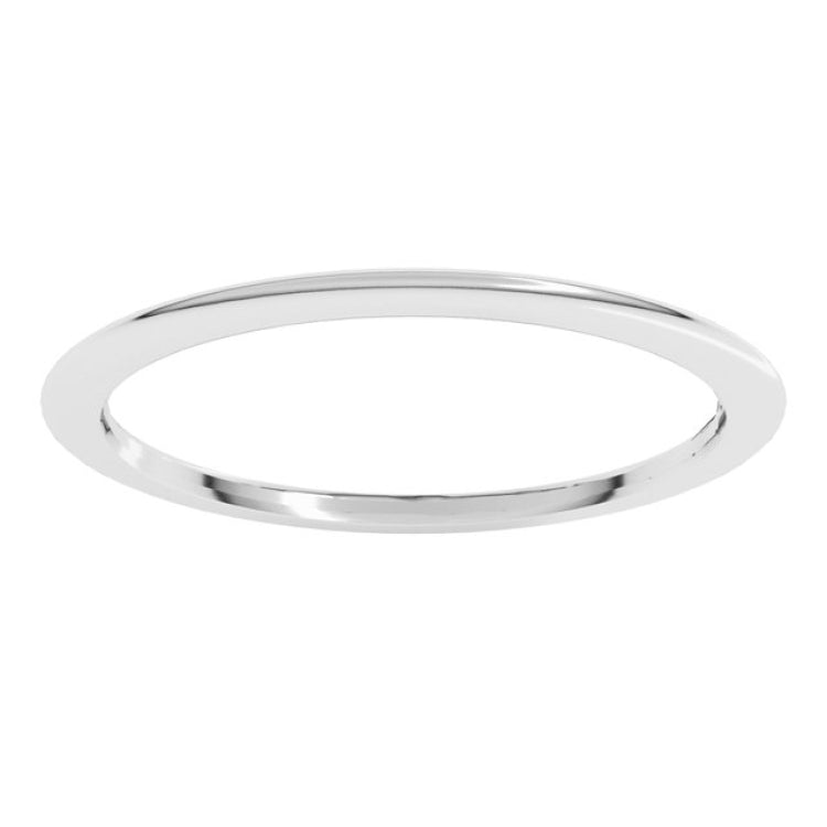 14K White Gold 1 mm Comfort-Fit Half Round Band Size 6