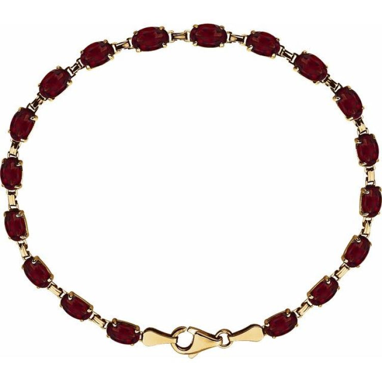 14K Yellow Gold Natural Mozambique Garnet 7 1/4" Bracelet