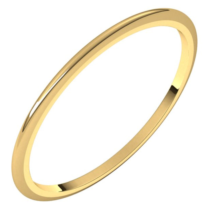 14K Yellow Gold 1 mm Half Round Band Size 5