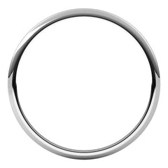 14K White Gold 1 mm Lightweight Half Round Band Size 6