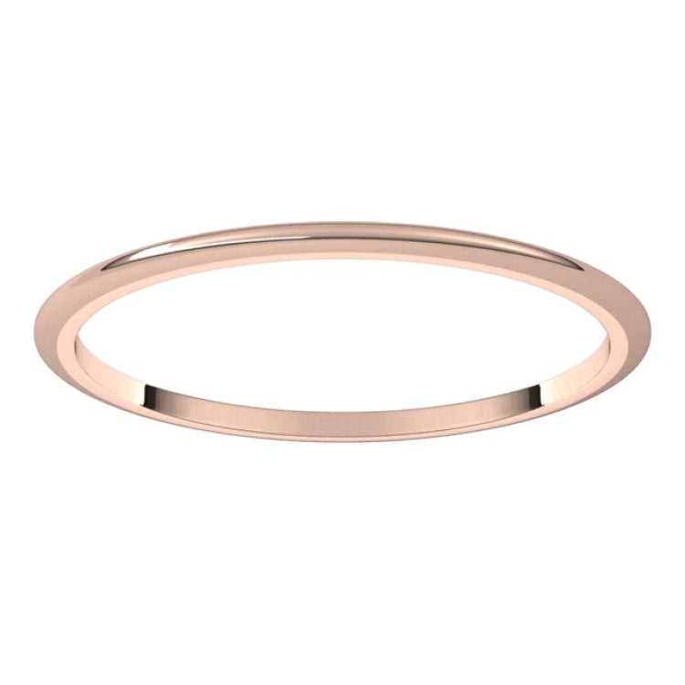 14K Rose Gold 1 mm Half Round Band Size 5