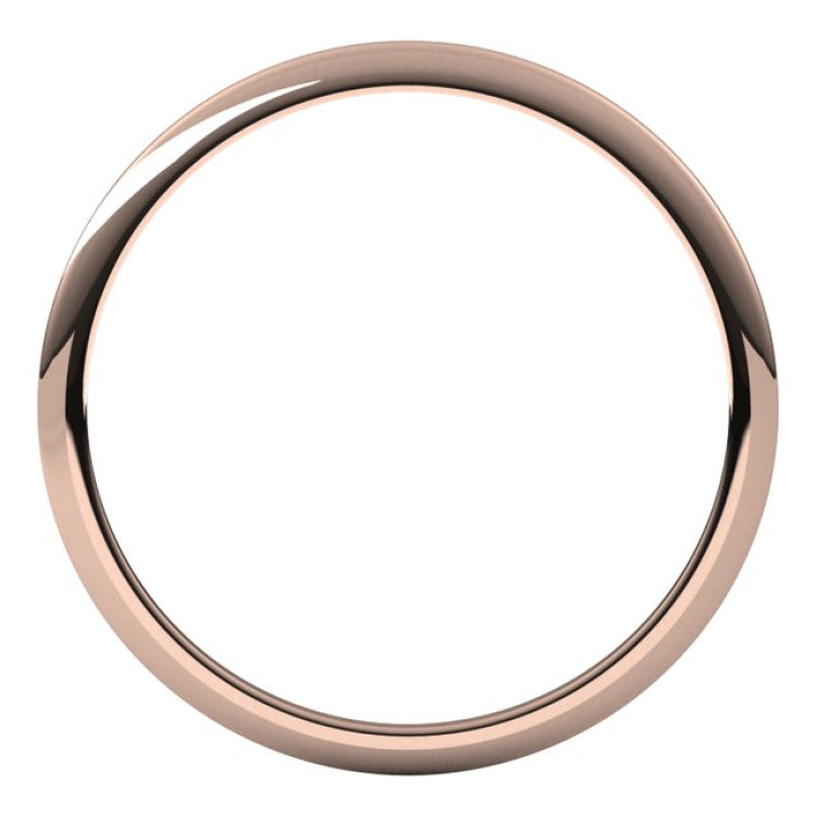 14K Rose Gold 1 mm Half Round Band Size 6