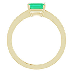 14K Yellow Gold Lab-Grown Emerald Ring