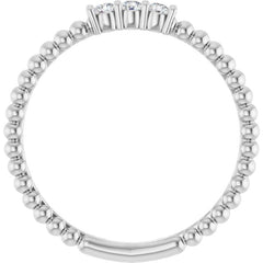 14K White Gold 1/10 CTW Natural Diamond Beaded Ring