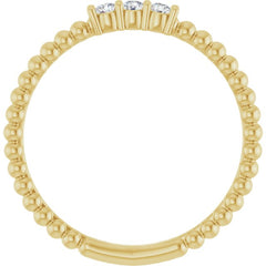14K Yellow Gold 1/10 CTW Natural Diamond Beaded Ring