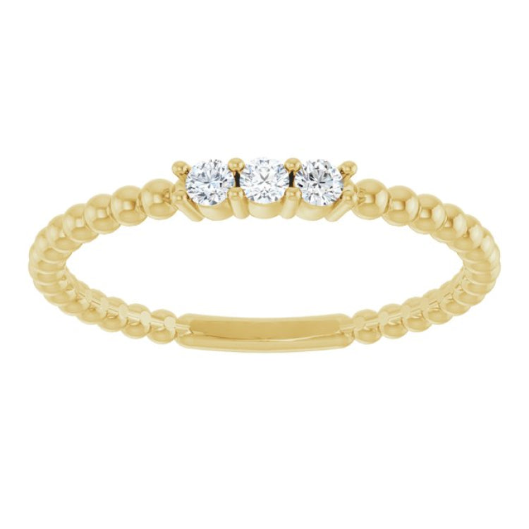 14K Yellow Gold 1/10 CTW Natural Diamond Beaded Ring