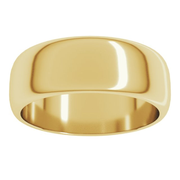 14K Yellow Gold 7 mm Half Round Band Size 11