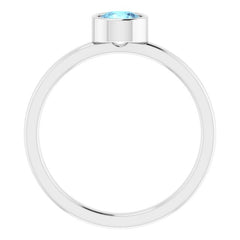 14K White Gold 5 mm Natural Aquamarine Ring