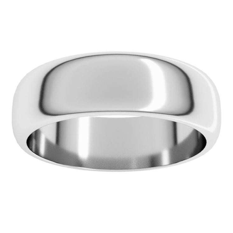 14K White Gold 6 mm Half Round Band Size 14
