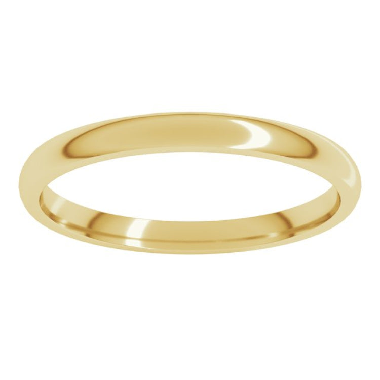 18K Yellow Gold 2 mm Lightweight Comfort-Fit Half Round Band Size 3.5