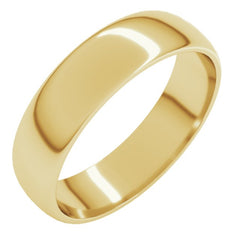 10K Yellow Gold 5 mm Lightweight Half Round Band Size 11