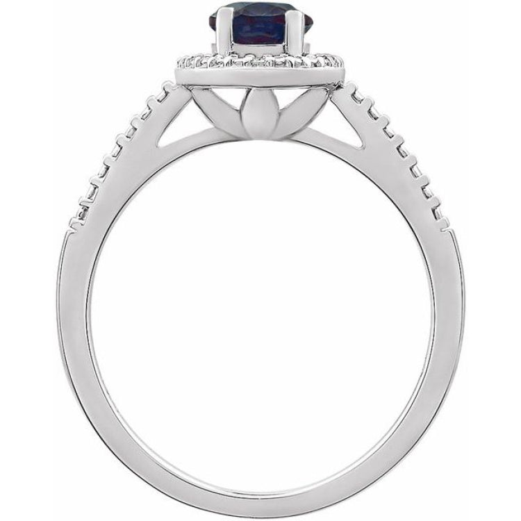 Sterling Silver Lab-Grown Alexandrite & .01 CTW Natural Diamond Ring