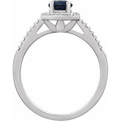 Sterling Silver Lab-Grown Blue Sapphire & .01 CTW Natural Diamond Ring