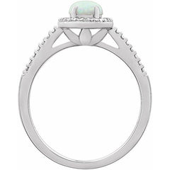 Sterling Silver Lab-Grown Opal & .01 CTW Natural Diamond Ring