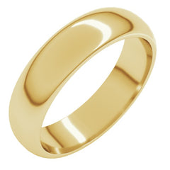 14K Yellow Gold 5 mm Half Round Band Size 6.5