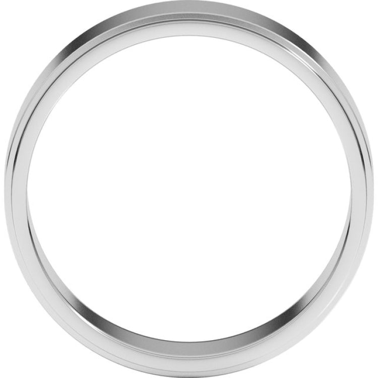 10K White Gold 6 mm Stepped-Edge Flat Band Size 11.5