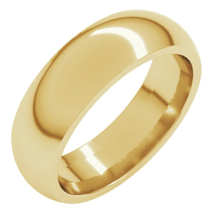 10K Yellow Gold 6 mm Comfort-Fit Half Round Band Size 13.5