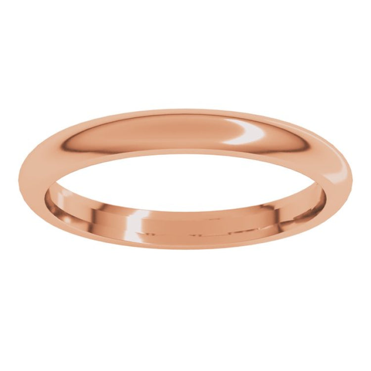 10K Rose Gold 2.5 mm Comfort-Fit Half Round Band Size 7.5