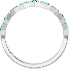 14K White Gold Natural Blue Zircon Stackable Ring