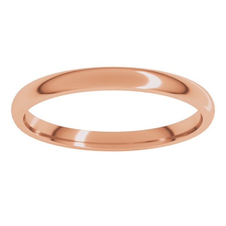 14K Rose Gold 2 mm Lightweight Comfort-Fit Half Round Band Size 2