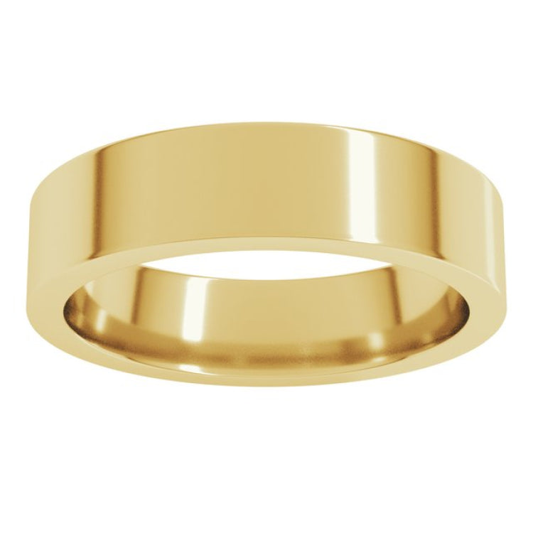 18K Yellow Gold 5 mm Comfort-Fit Flat Band Size 7.5