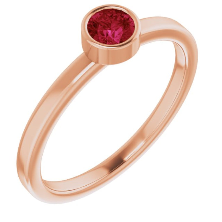 14K Rose Gold 4 mm Natural Ruby Ring