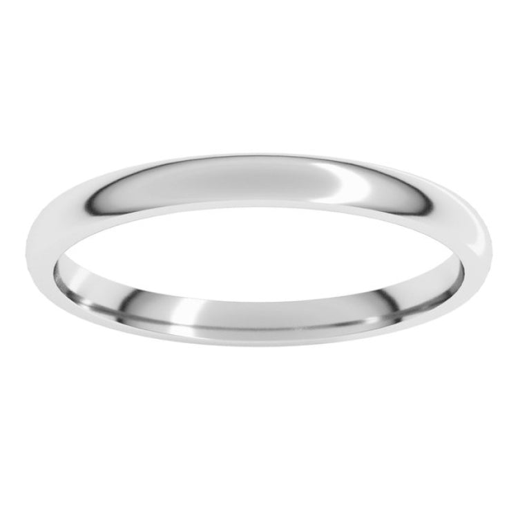 Platinum 2 mm Lightweight Comfort-Fit Half Round Band Size 3.5
