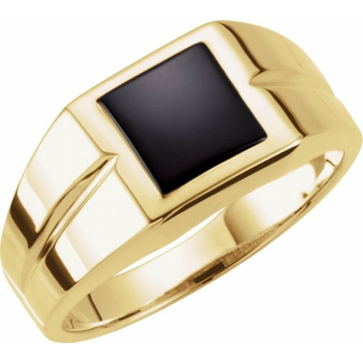 14K Yellow Gold Natural Black Onyx Ring