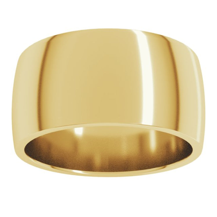 14K Yellow Gold 10 mm Lightweight Comfort-Fit Half Round Band Size 6.5