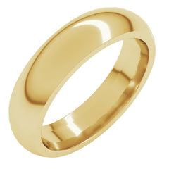 14K Yellow Gold 5 mm Comfort-Fit Half Round Band Size 6