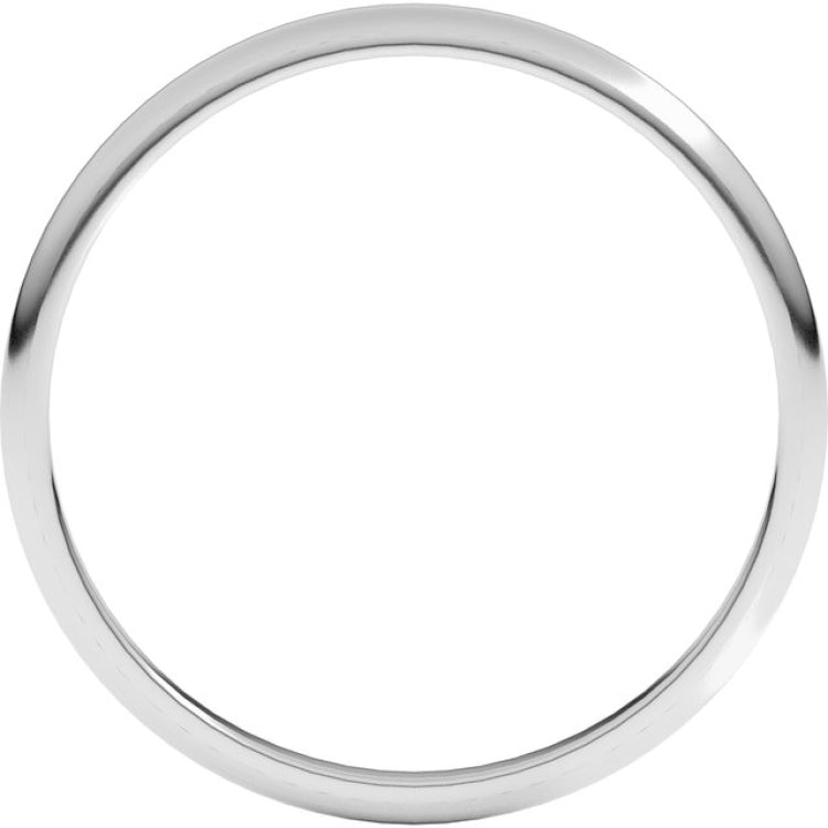 14K White Gold 1.5 mm Lightweight Half Round Band Size 6.5