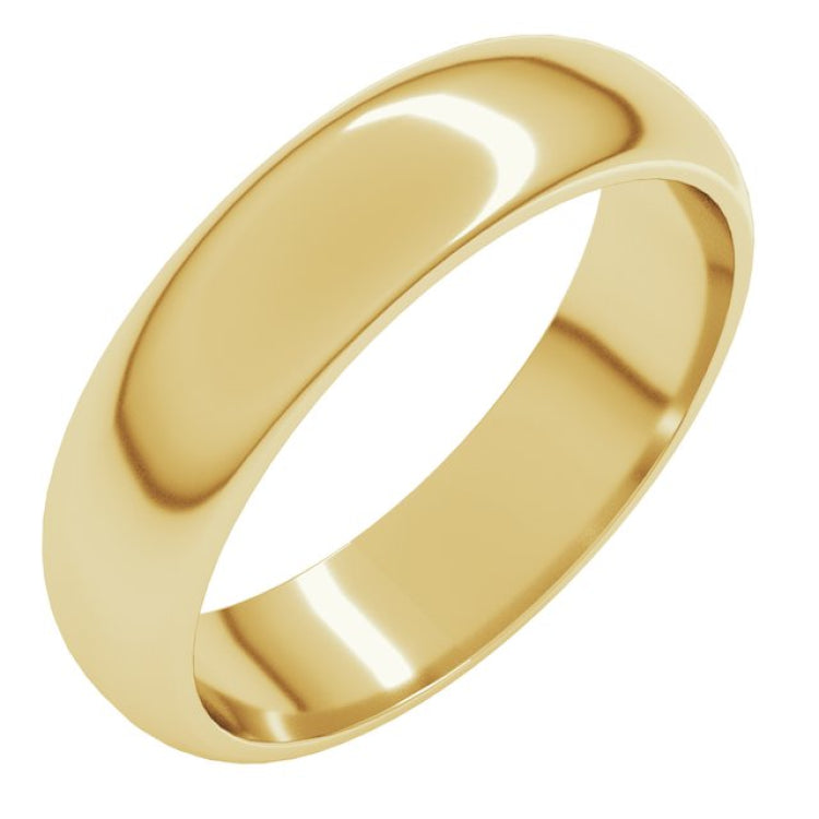 10K Yellow Gold 5 mm Half Round Band Size 9
