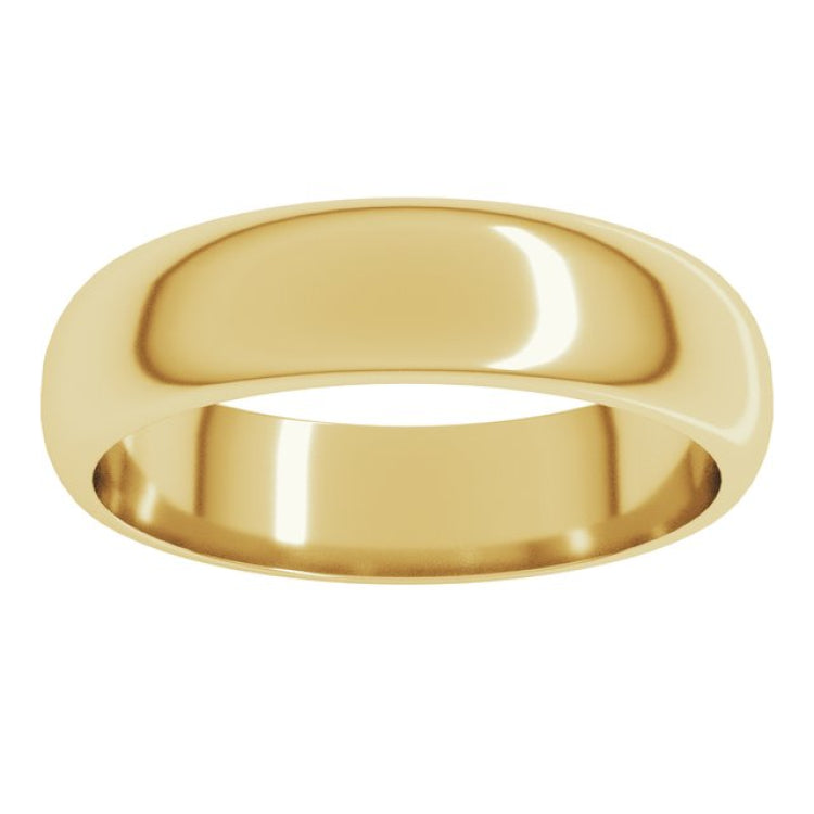 18K Yellow Gold 5 mm Half Round Band Size 9