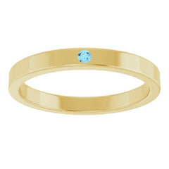 14K Yellow Gold Natural Aquamarine Family Stackable Ring