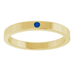 14K Yellow Gold Lab-Grown Blue Sapphire Family Stackable Ring