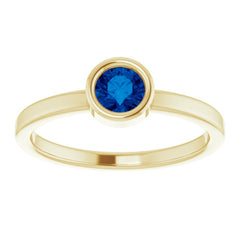 14K Yellow Gold 4.5 mm Lab-Grown Blue Sapphire Ring