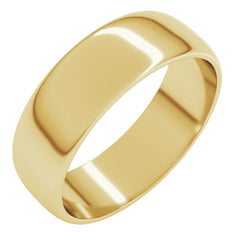 10K Yellow Gold 6 mm Lightweight Half Round Band Size 8