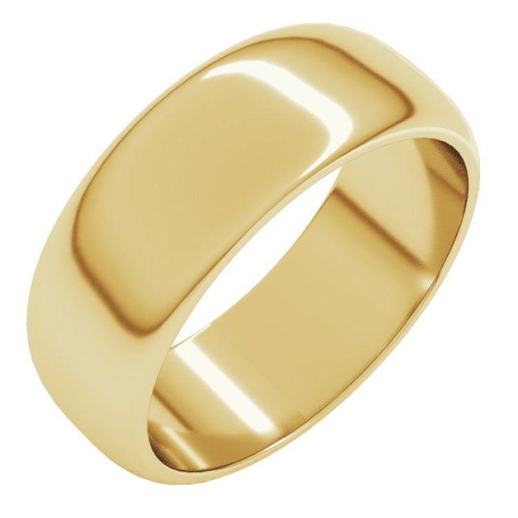 10K Yellow Gold 7 mm Half Round Band Size 16.5
