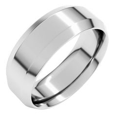 14K White Gold 7 mm Beveled-Edge Comfort-Fit Flat Band Size 10.5